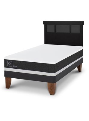 Cama Europea Ortopedic 1.5 Plazas + Respaldo Dublín Negro