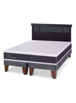 Imagen 1 del producto Cama Europea Ortopedic 2 Plazas Base Dividida + Respaldo Dublín Negro