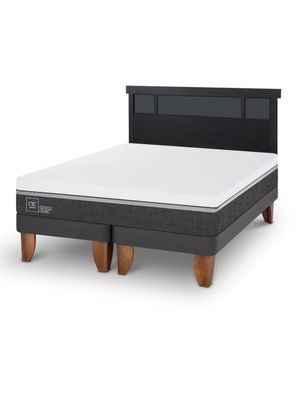 Cama Europea Ortopedic Advance King + Respaldo Dublín Negro