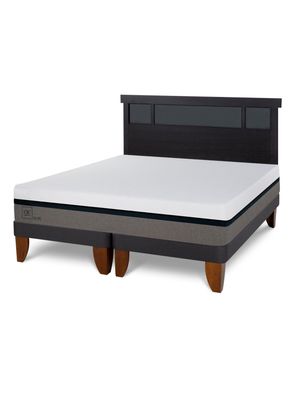 Cama Europea Balance 2 Plazas Base Dividida + Respaldo Dublín Negro