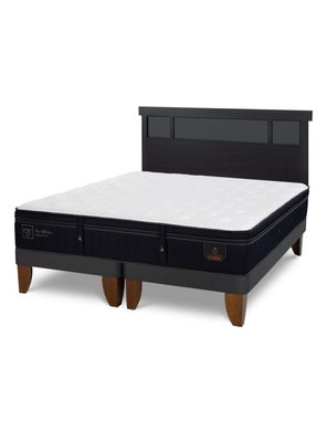 Imagen 1 del producto Cama Europea Super Premium 2 Plazas Base Dividida + Respaldo Dublin Negro