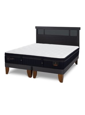 Cama Europea Súper Premium King + Respaldo Dublín Negro