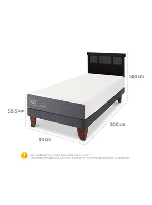 Imagen 2 del producto Cama Europea Smart 1 Plaza + Respaldo Dublín Negro