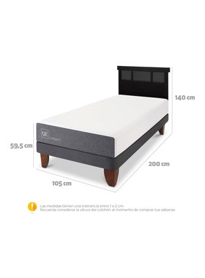 Imagen 2 del producto Cama Europea Smart 1.5 Plazas + Respaldo Dublín Negro