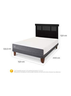 Imagen 2 del producto Cama Europea Smart 2 Plazas + Respaldo Dublín Negro