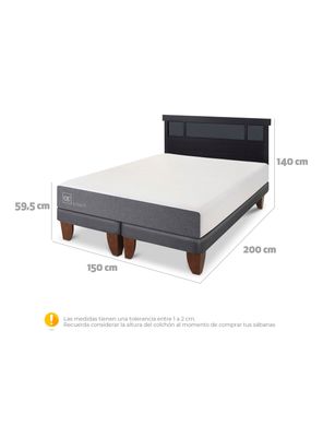 Imagen 2 del producto Cama Europea Smart 2 Plazas Base Dividida + Respaldo Dublín Negro
