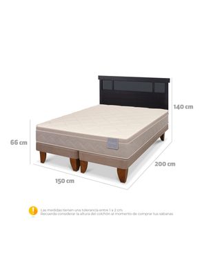Imagen 2 del producto Cama Europea Rilassati 2 Plazas Base Dividida + Respaldo Dublín Negro