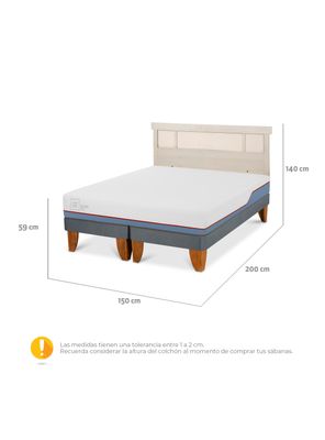 Imagen 2 del producto Cama Europea Excellence Plus 2 Plazas Base Dividida + Respaldo Dublín Alpino