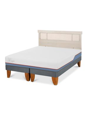 Cama Europea Excellence Plus 2 Plazas Base Dividida + Respaldo Dublín Alpino