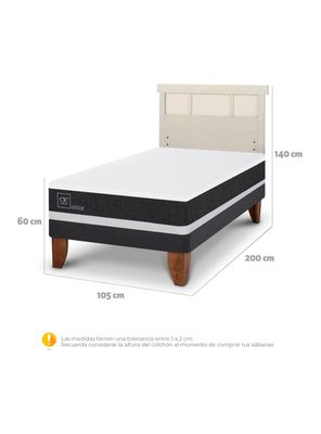 Imagen 2 del producto Cama Europea Ortopedic 1.5 Plazas + Respaldo Dublín Alpino