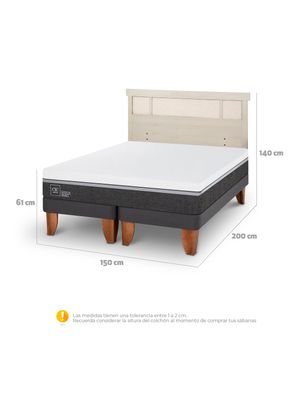 Imagen 2 del producto Cama Europea Ortopedic Advance 2 Plazas Base Dividida + Respaldo Dublín Alpino