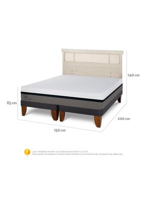 Imagen 2 del producto Cama Europea Balance 2 Plazas Base Dividida + Respaldo Dublín Alpino