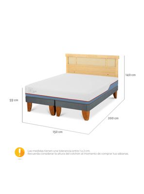 Imagen 2 del producto Cama Europea Excellence Plus 2 Plazas Base Dividida + Respaldo Dublín Mostaza