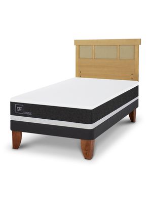 Imagen 1 del producto Cama Europea Ortopedic 1.5 Plazas + Respaldo Dublín Mostaza