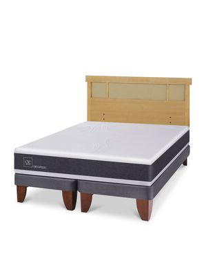 Cama Europea Ortopedic 2 Plazas Base Dividida + Respaldo Dublín Mostaza