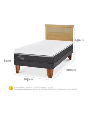 Imagen 2 del producto Cama Europea Ortopedic Advance 1.5 Plazas + Respaldo Dublin Mostaza