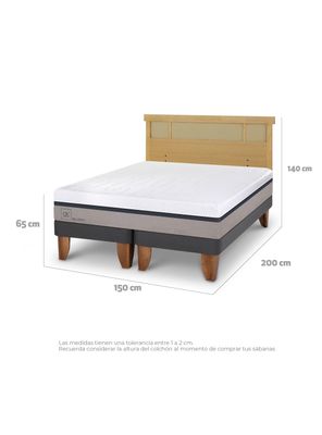 Imagen 2 del producto Cama Europea Balance 2 Plazas Base Dividida + Respaldo Dublín Mostaza