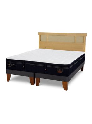 Cama Europea Súper Premium King + Respaldo Dublín Mostaza