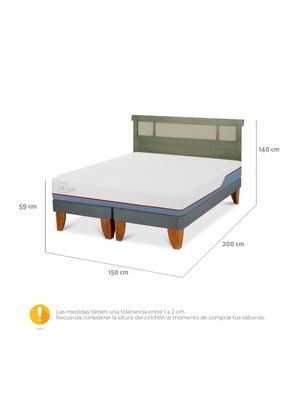 Imagen 2 del producto Cama Europea Excellence Plus 2 Plazas Base Dividida + Respaldo Dublín Olivo