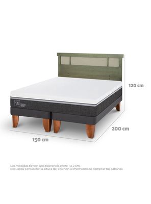 Imagen 2 del producto Cama Europea Ortopedic Advance 2 Plazas Base Dividida + Respaldo Dublín Olivo