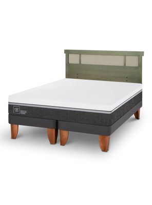 Cama Europea Ortopedic Advance 2 Plazas Base Dividida + Respaldo Dublín Olivo