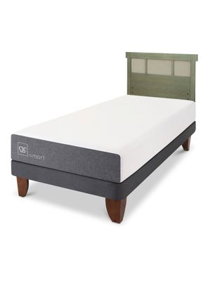Cama Europea Smart 1 Plaza + Respaldo Dublín Olivo