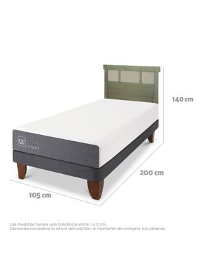 Imagen 2 del producto Cama Europea Smart 1.5 Plazas + Respaldo Dublín Olivo
