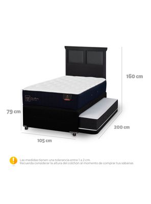 Imagen 2 del producto Diván Premium Black 1.5 Plazas Respaldo Torino Negro