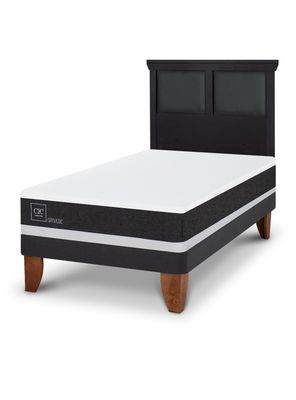 Cama Europea Ortopedic 1.5 Plazas + Respaldo Torino Negro