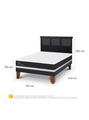 Imagen 2 del producto Cama Europea Ortopedic 2 Plazas + Respaldo Torino Negro
