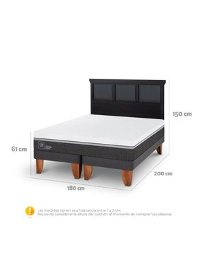 Imagen 2 del producto Cama Europea Ortopedic Advance King + Respaldo Torino Negro
