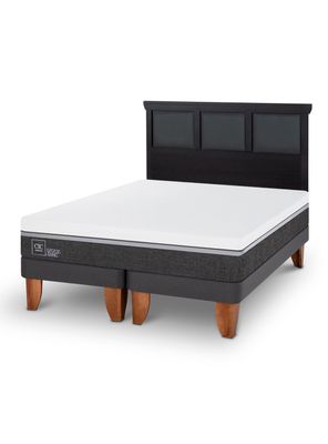 Cama Europea Ortopedic Advance King + Respaldo Torino Negro