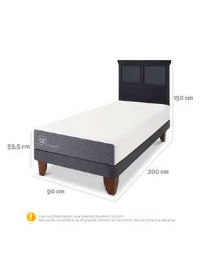 Imagen 2 del producto Cama Europea Smart 1 Plaza + Respaldo Torino Negro