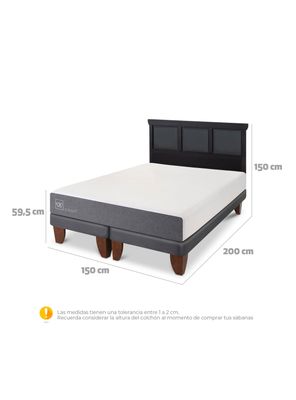 Imagen 2 del producto Cama Europea Smart 2 Plazas Base Dividida + Respaldo Torino Negro