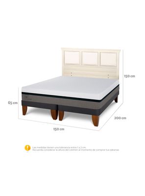 Imagen 2 del producto Cama Europea Balance 2 Plazas Base Dividida + Respaldo Torino Alpino