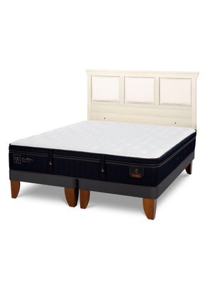 Cama Europea Súper Premium 2 Plazas Base Dividida + Respaldo Torino Alpino