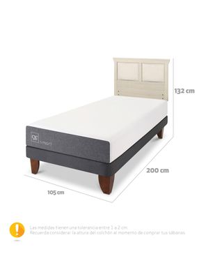 Imagen 2 del producto Cama Europea Smart 1.5 Plazas + Respaldo Torino Alpino