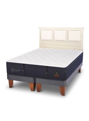 Cama Europea Grand Premium 2 Plazas Base Dividida + Respaldo Torino Alpino