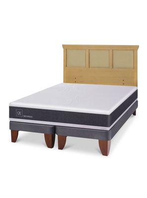 Cama Europea Ortopedic King + Respaldo Torino Mostaza