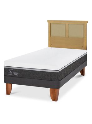 Cama Europea Ortopedic Advance 1.5 Plazas + Respaldo Torino Mostaza