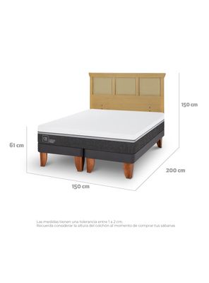 Imagen 2 del producto Cama Europea Ortopedic Advance 2 Plazas Base Dividida + Respaldo Torino Mostaza