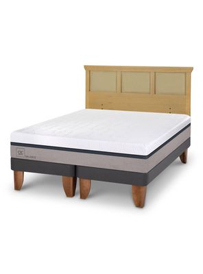 Cama Europea Balance 2 Plazas Base Dividida + Respaldo Torino Mostaza