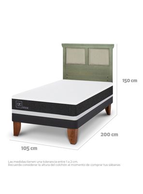 Imagen 2 del producto Cama Europea Ortopedic 1.5 Plazas + Respaldo Torino Olivo