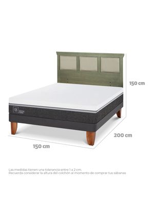 Imagen 2 del producto Cama Europea Ortopedic Advance 2 Plazas + Respaldo Torino Olivo