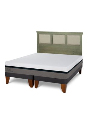 Cama Europea Balance 2 Plazas Base Dividida + Respaldo Torino Olivo
