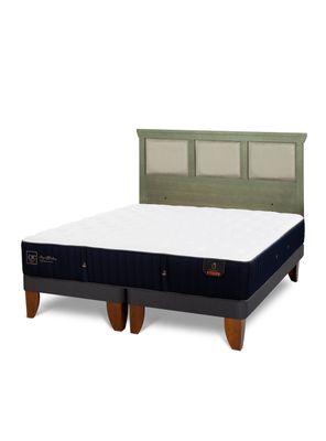 Cama Europea Premium 2 Plazas Base Dividida + Respaldo Torino Olivo