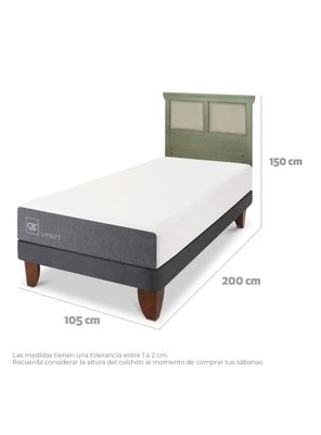 Imagen 2 del producto Cama Europea Smart 1.5 Plazas + Respaldo Torino Olivo