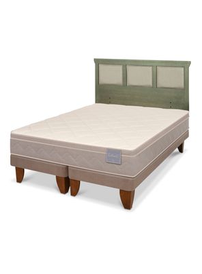 Cama Europea Rilassati 2 Plazas Base Dividida + Respaldo Torino Olivo