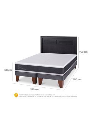 Imagen 2 del producto Cama Europea Ortopedic 2 Plazas Base Dividida + Respaldo Milán Negro