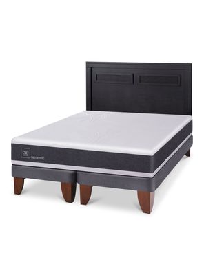 Cama Europea Ortopedic 2 Plazas Base Dividida + Respaldo Milán Negro